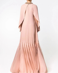 Jersey Crew Neck Long Sleeves Party Dress