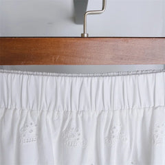 Embroidery Hollow Out Set O-Neck Sleeveless Single Breasted Blouse or Sweet A-Line Midi Skirt Set
