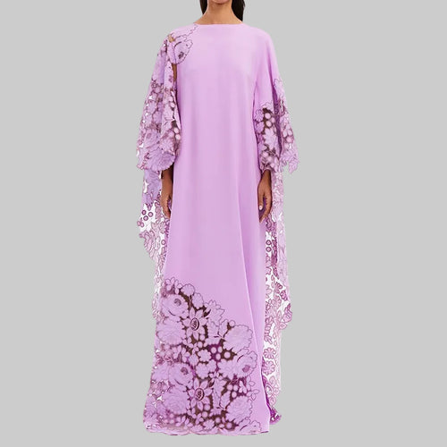 Boat Neck Long Formal Long Sleeves Floor Length Dress