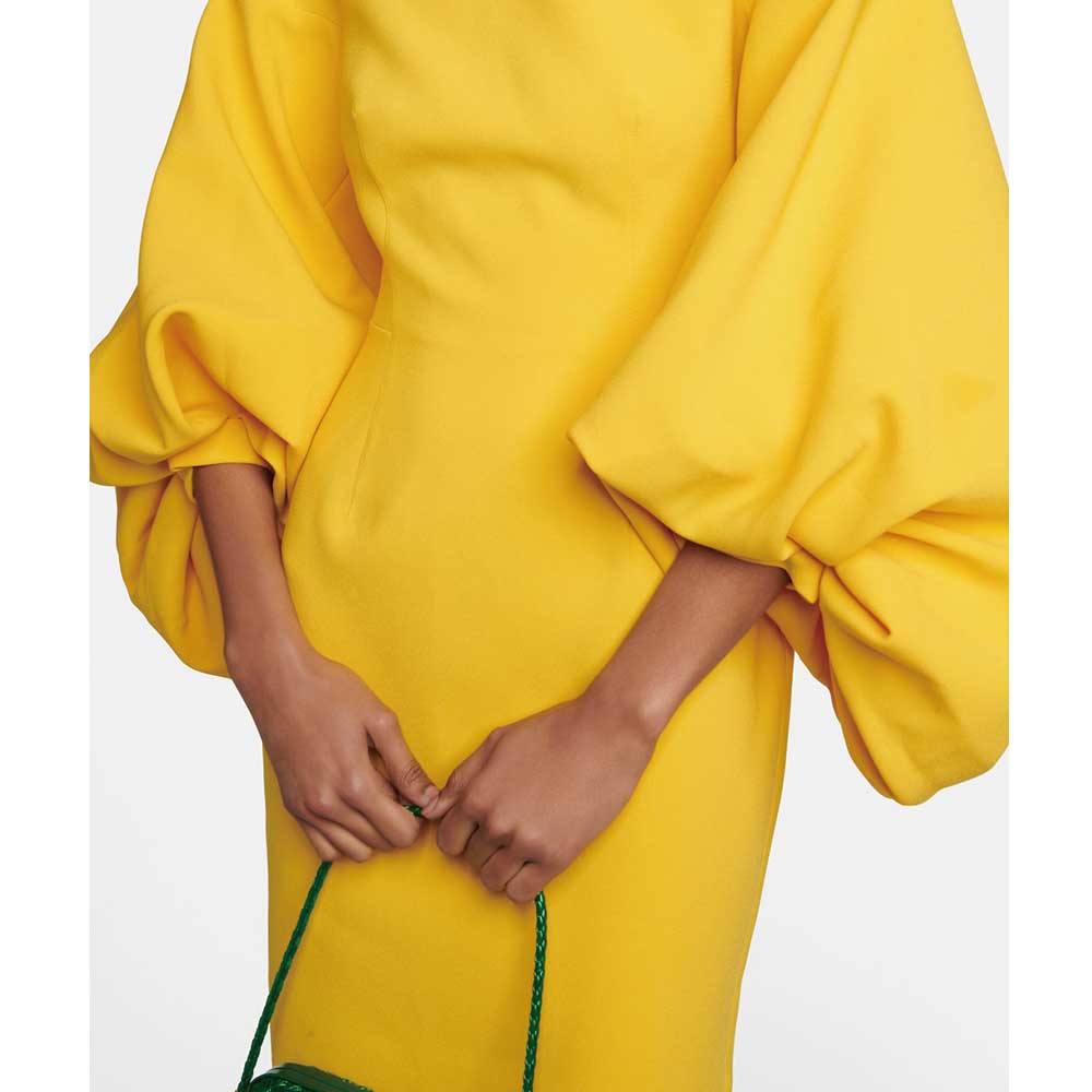 Yellow Puffy Sleeve Dress