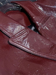 Genuine Leather  Double Breasted Slim Fit Blazer