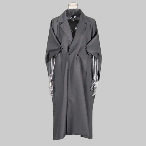 Knitted blended Belt Turn Down Collar Coat