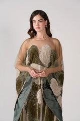 Kaftan O-Neck Velvet Tulle Beaded Dress