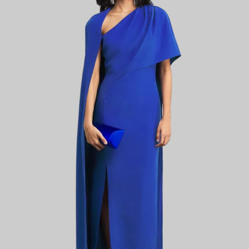 One Shoulder  Cape Maxi  Dress