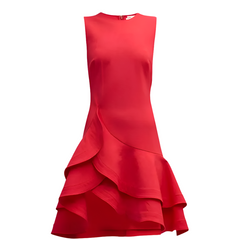 Elegant Sleeveless Red Ruffled Round Neck Mini Dress