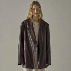 Leather Loose Medium Length Niche Design Jacket