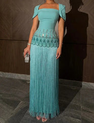 Square Neck Ankle Length Dress