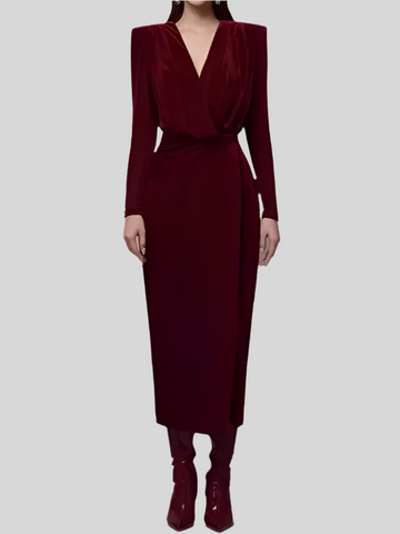 Round Neck Long Sleeve A Line Dress