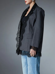 Loose Spliced Lace Blazer