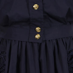 Hollow Out Chic Two Piece Sets Lapel Short Sleeve Spliced Button Tops High Waist Long Skirt Elegant Set