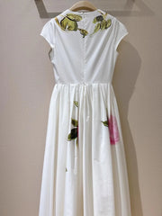 Round Neck Pure Cotton Print Short Sleeve Dress