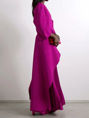 Elegant Solid Color Loose Tiered Pleated Banquet Dress