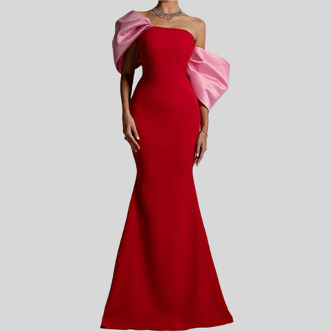 Flower Hanging Neck Backless Long Dresses