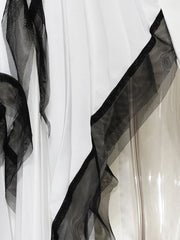 Spliced Mesh Chic Blazer Lapel Long Sleeve Spliced Button Elegant Long Dress