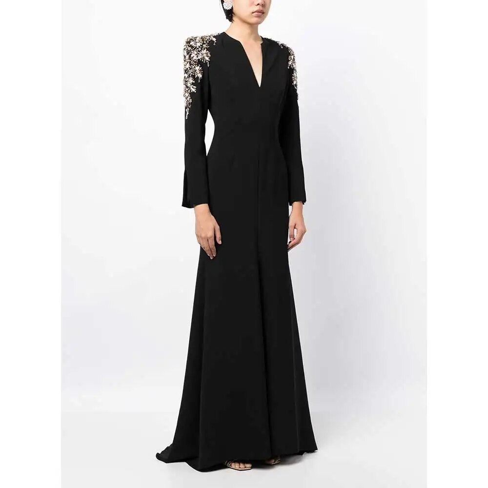 Black Rhinestone Luxury Gown
