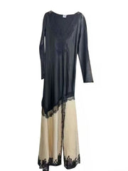 Spliced Lace Elegant V Neck Long Sleeves Dress