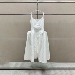 Square neck halter sleeveless cotton dress