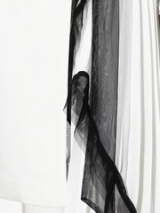 Spliced Mesh Chic Blazer Lapel Long Sleeve Spliced Button Elegant Long Dress