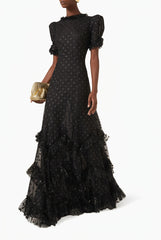 Lace Evening Chiffon Sheer  Maxi Dress