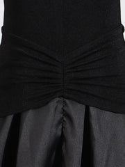 Elegant Patchwork Metal Strapless Off Shoulder Sleeve High Waist Dress