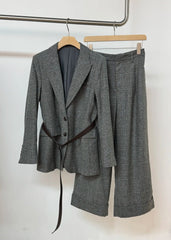 Casual Wool Plaid WaistedStyle Suit + Vest + Trousers Set