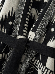 Vintage Tassels Cardigan  Cashmere Knit Jacquard Sweater Coat