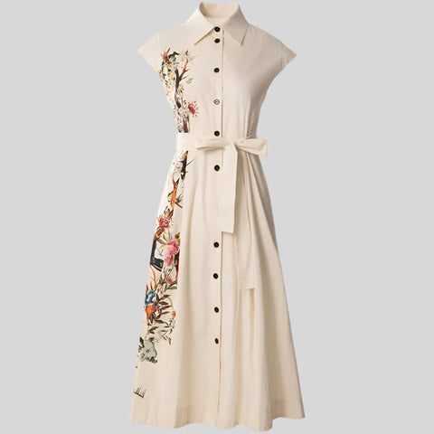 A-Line Pleated Pockets with Sleeves Dresses