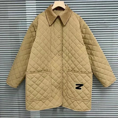 Black Corduroy Trim with Embroidered Letters on Barn Jackets