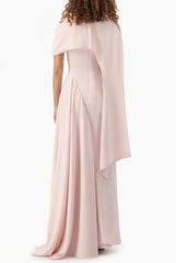 One-Shoulder O Neck Elegant Evening Dress