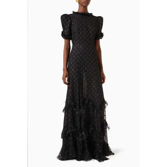 Lace Evening Chiffon Sheer  Maxi Dress