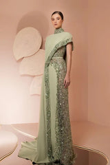 High Neck   with Sequin Embroidery Unique Capelet Design Dress