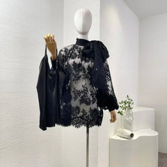 Vintage Long Sleeve Lace See Through Top