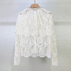 Bottoming shirt lace cape hollow Top