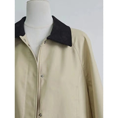 Corduroy Turn-Down Collar Long Sleeve Ladies Loose Coat