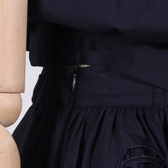 Hollow Out Chic Two Piece Sets Lapel Short Sleeve Spliced Button Tops High Waist Long Skirt Elegant Set