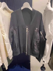 V Neck Knitted Patchwork Top