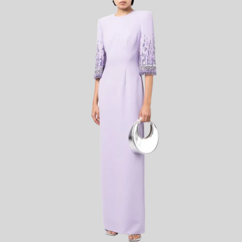 Round Neck Long Sleeve A Line Dress