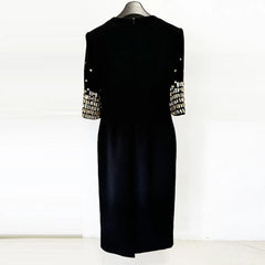 Mid-Length with Beading and Rhinestones 3/4 Sleeve Luxe Gown