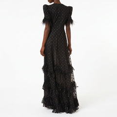 Lace Evening Chiffon Sheer  Maxi Dress