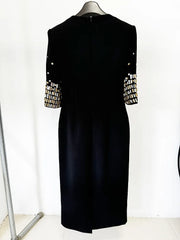 Mid-Length with Beading and Rhinestones 3/4 Sleeve Luxe Gown