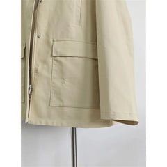 Corduroy Turn-Down Collar Long Sleeve Ladies Loose Coat