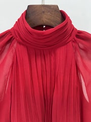 Drifting Sleeves Chiffon pleated  Long Dress