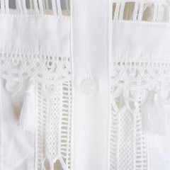 Embroidery Hollow Out Set O-Neck Sleeveless Single Breasted Blouse or Sweet A-Line Midi Skirt Set