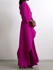 Banquet Long Sleeve Split-Joint Tiered Pleated Maxi Dresses