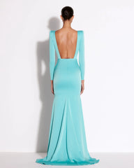 Mint Green Open Back Long Dress