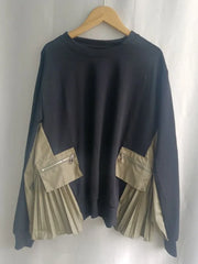 Contrast Pleated  Pocket Patchwork Top