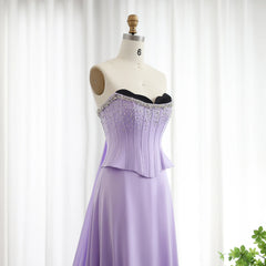 Lilac Two Pieces   Scalloped Corset Luxury Evening Dresses