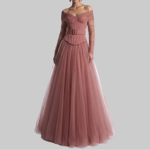 Curvy Vintage Off-Shoulder Tulle Dress