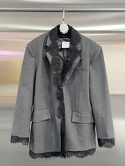 Loose Spliced Lace Blazer