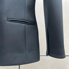 |Single Breasted Slim Long Sleeved V-neck Jacket